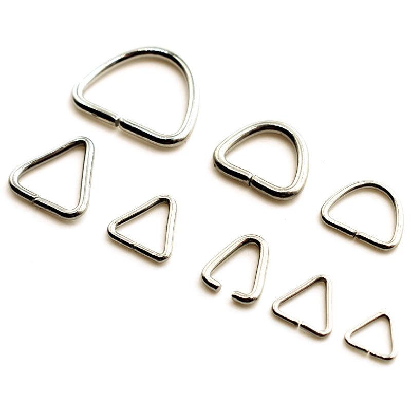 50pcs Stainless Steel Triangle Open Jump Ring Split Rings D Shape Connectors Clasps Hooks for Jewelry Making DIY Findings