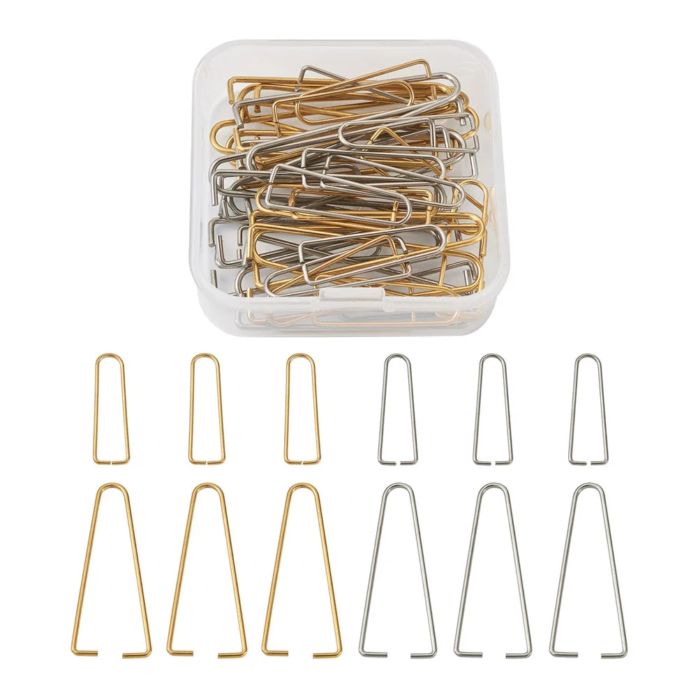 40pcs/Box 304 Stainless Steel Ice Pick Pinch Bails Clips for Beads Vacuum Earring Hook Jewelry Making Findings Pin:1~1.2mm