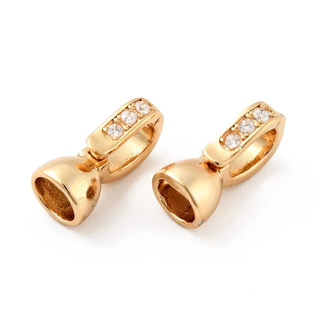 20pcs Brass Micro Cubic Zirconia Fold Over Clasps 12x6x5.5mm for DIY Jewelry Findings Accessories Bracelet Connector Making