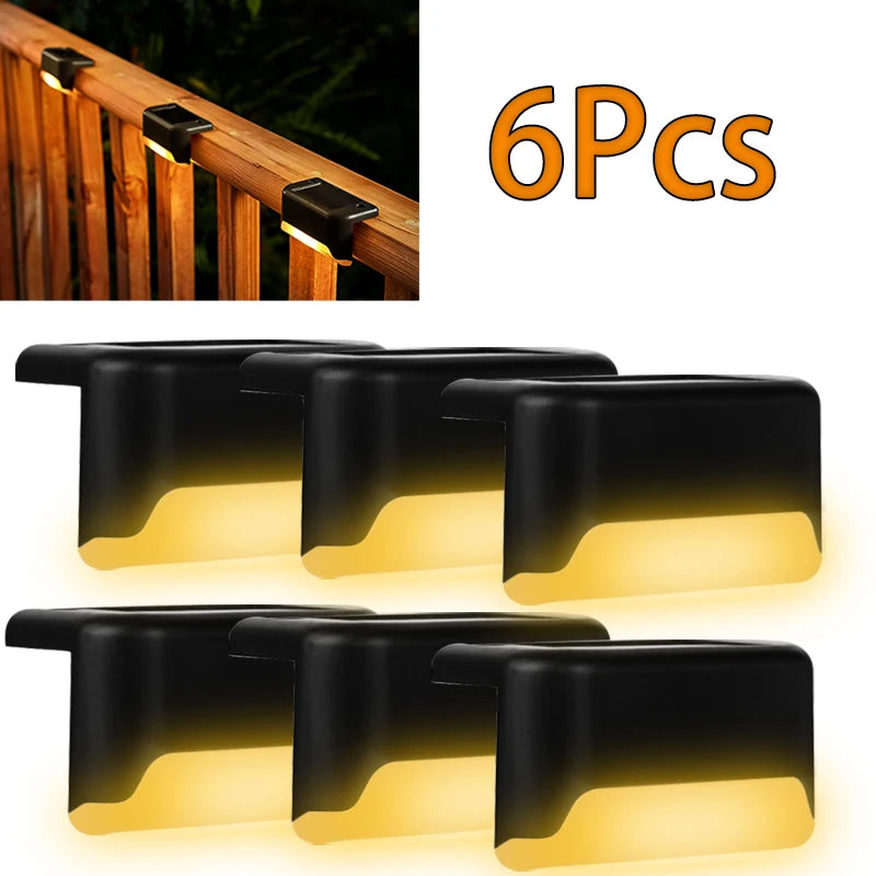 Solar Deck Lights 6 PacK Outdoor Step Lights Waterproof Led Solar Lamp For Stairs Railing Step Fence Yard Patio and Pathway