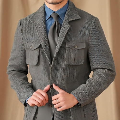 Collar Safari Jacket Jacket Commuter Business Keep Warm And Handsome