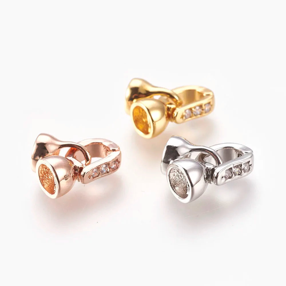 5Sets Brass Micro Pave Cubic Zirconia Fold Over Clasps 12x6.5x6mm For DIY Bracelet Necklace Jewelry End Connector Accessories