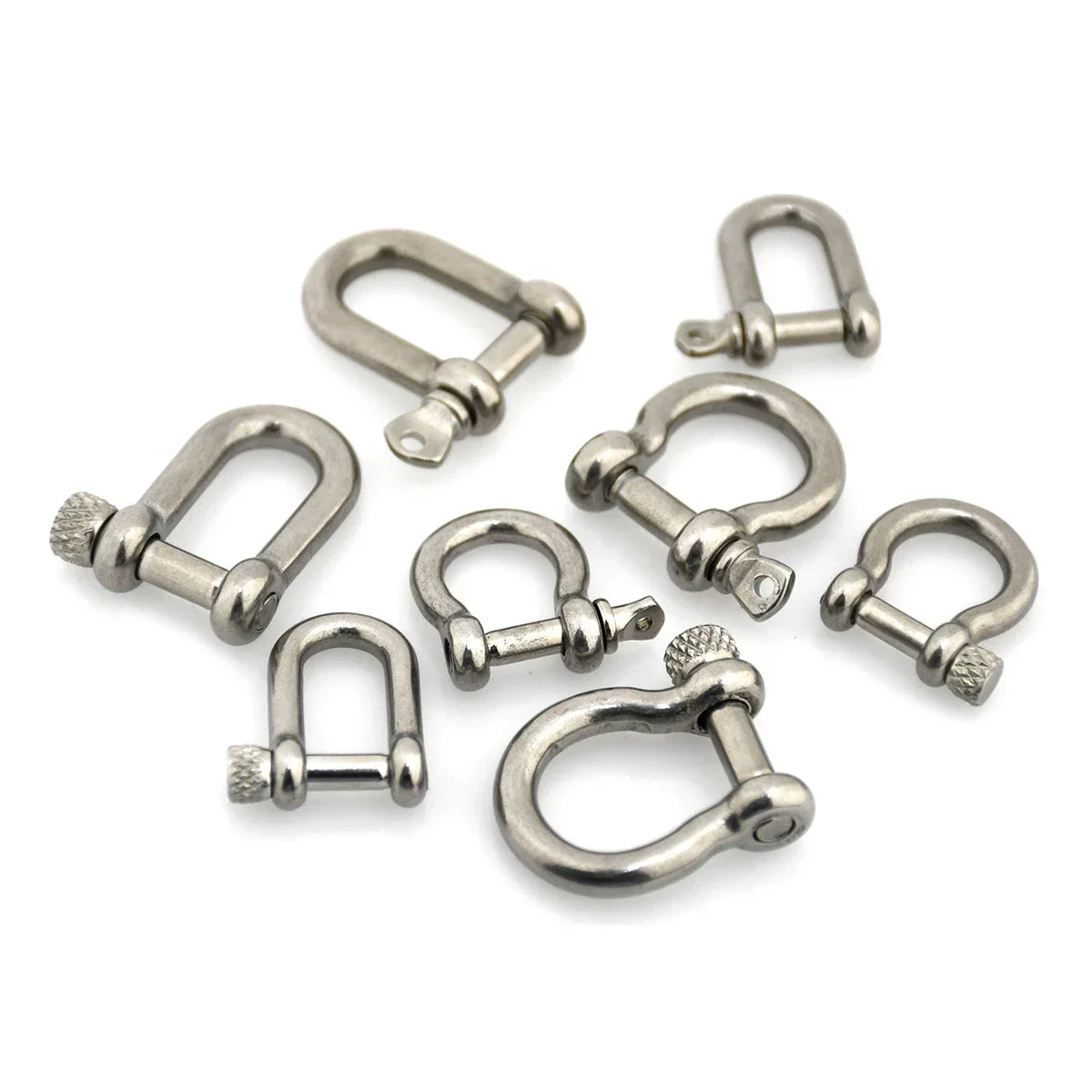 Stainless Steel Bow Shape Shackle Carabiner D Ring Fob Key Ring Keychain Hook for Camping Hiking Screw Joint Connector Buckle
