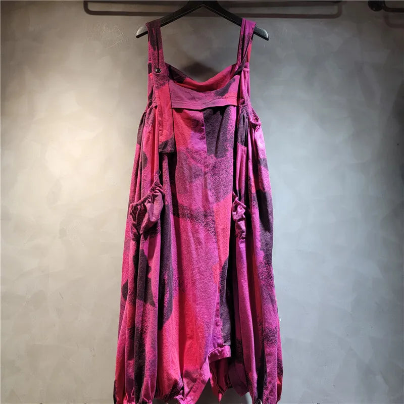 WTHT Trendy Women's High-waisted Sleeveless Sling Jumpsuits Fashion 2025 Summer Loose Wide Leg Straight Pants Female 1LS1431