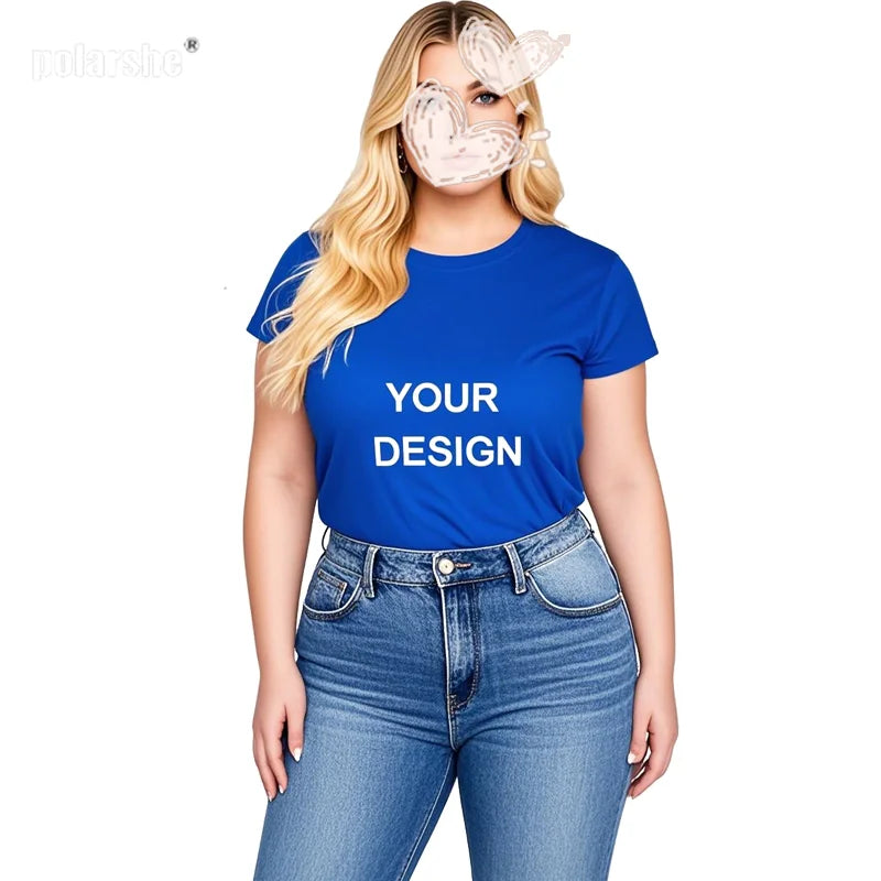 Customized Blouse Custom T shirt Women Summer 100% Cotton Short Sleeve Print Professional Your Logo Company Group LOGO Women Top