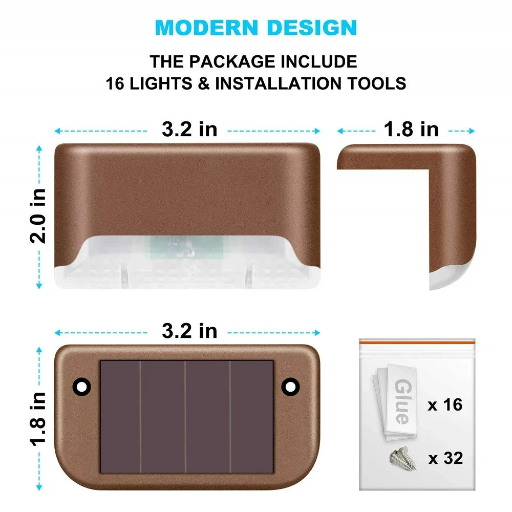 Solar Deck Lights 6 PacK Outdoor Step Lights Waterproof Led Solar Lamp For Stairs Railing Step Fence Yard Patio and Pathway