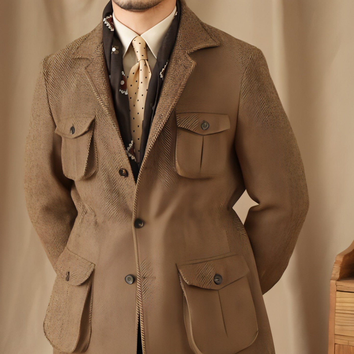 Collar Safari Jacket Jacket Commuter Business Keep Warm And Handsome