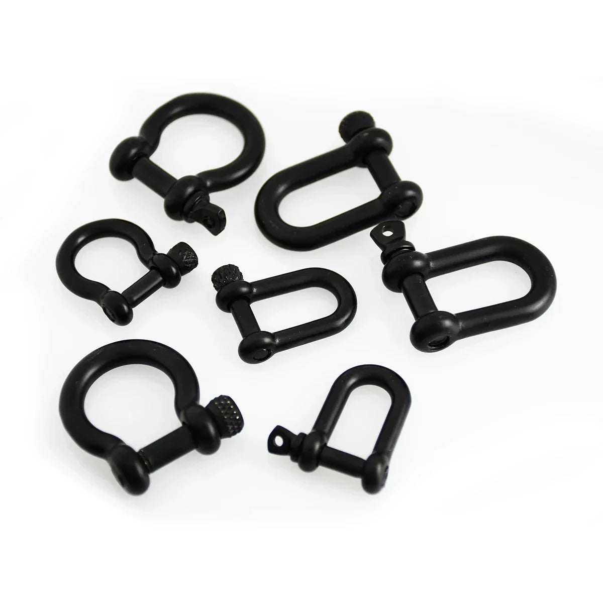 Stainless Steel Bow Shape Shackle Carabiner D Ring Fob Key Ring Keychain Hook for Camping Hiking Screw Joint Connector Buckle