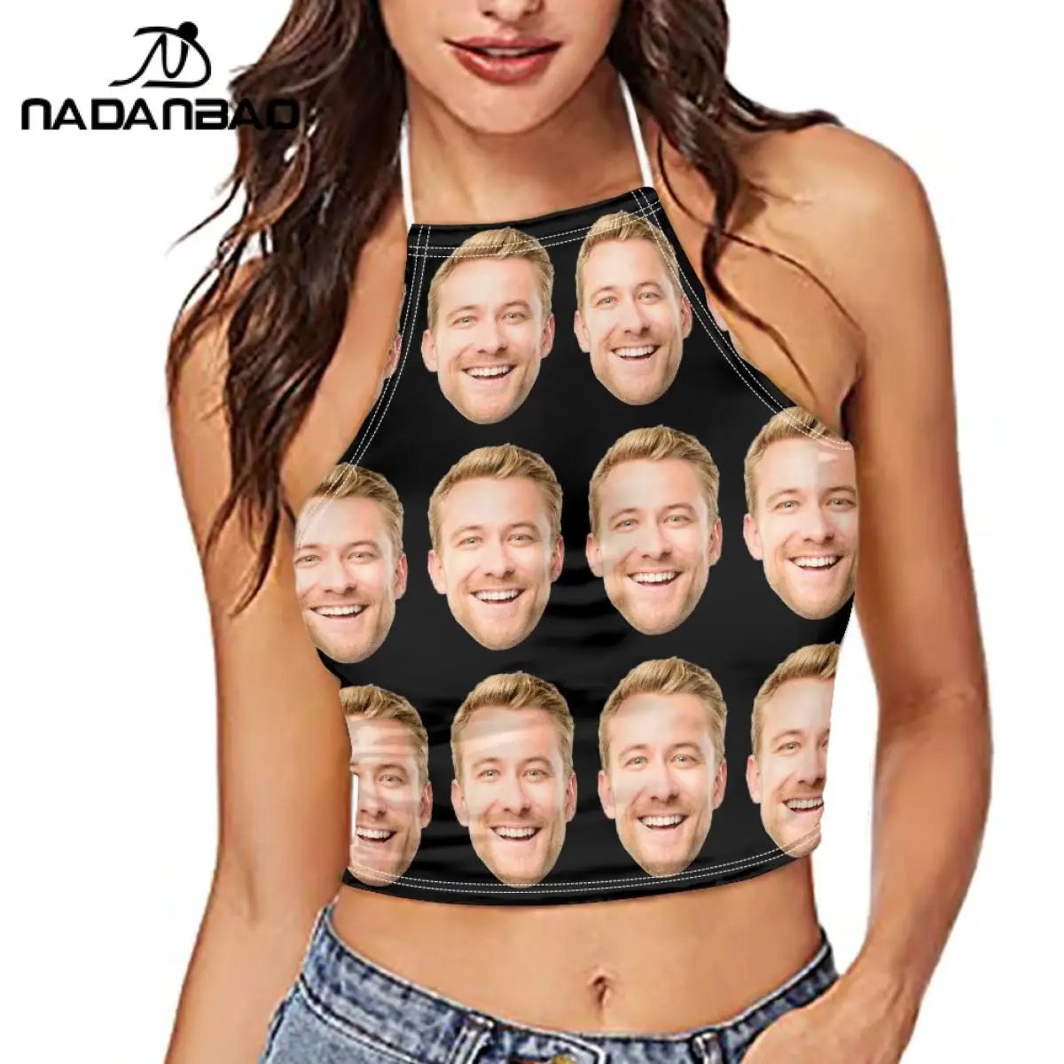 DIY Head Tight Strap Top Customized for Puppetry Society Cowherd Friend Couple Full Print Facial Expression Pack Diy Top