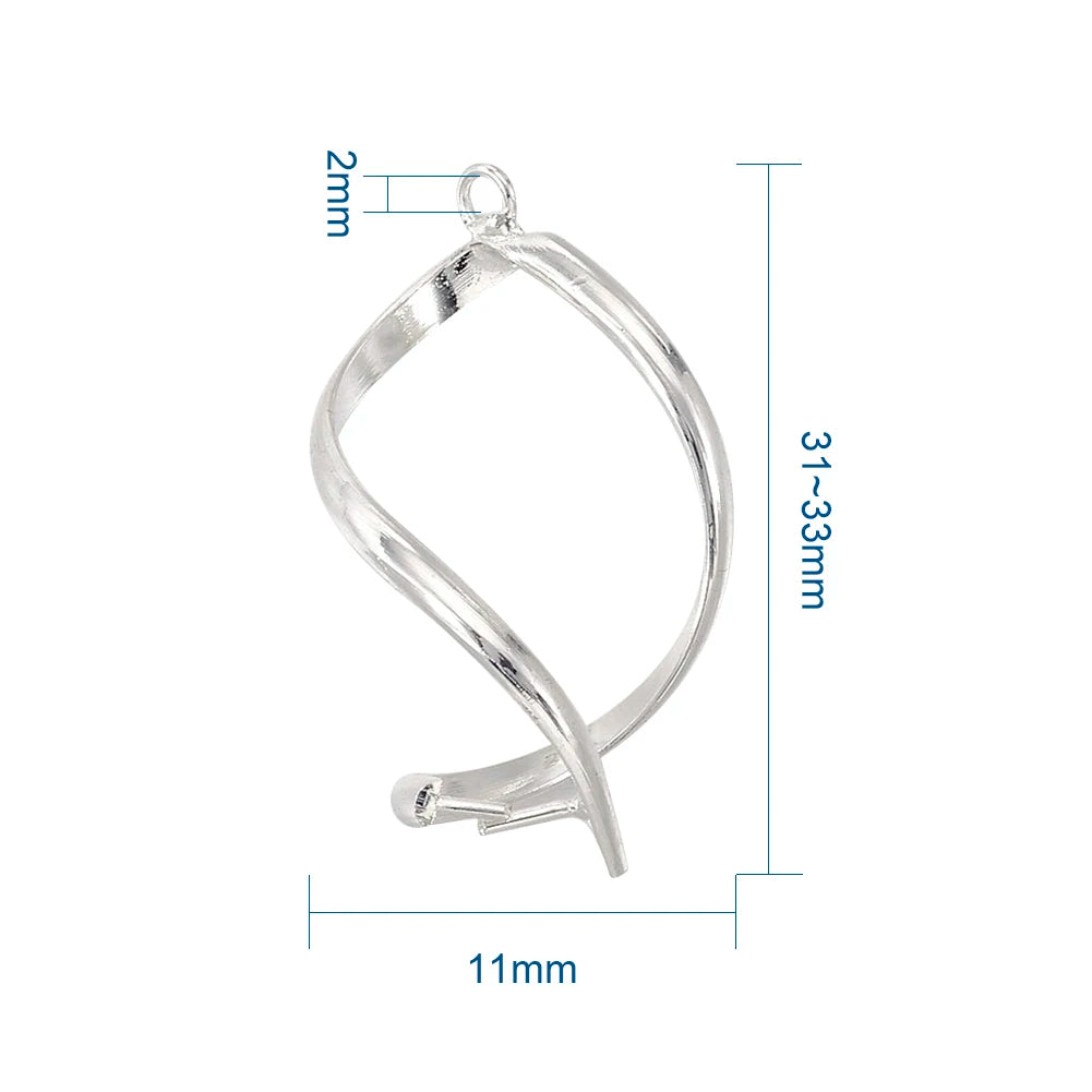 5-6pcs Golden/Silver Plated Twist Ice Pick Pinch Bails Pendant Clip Clasp Hook For Drop Earrings Jewelry Making Accessories