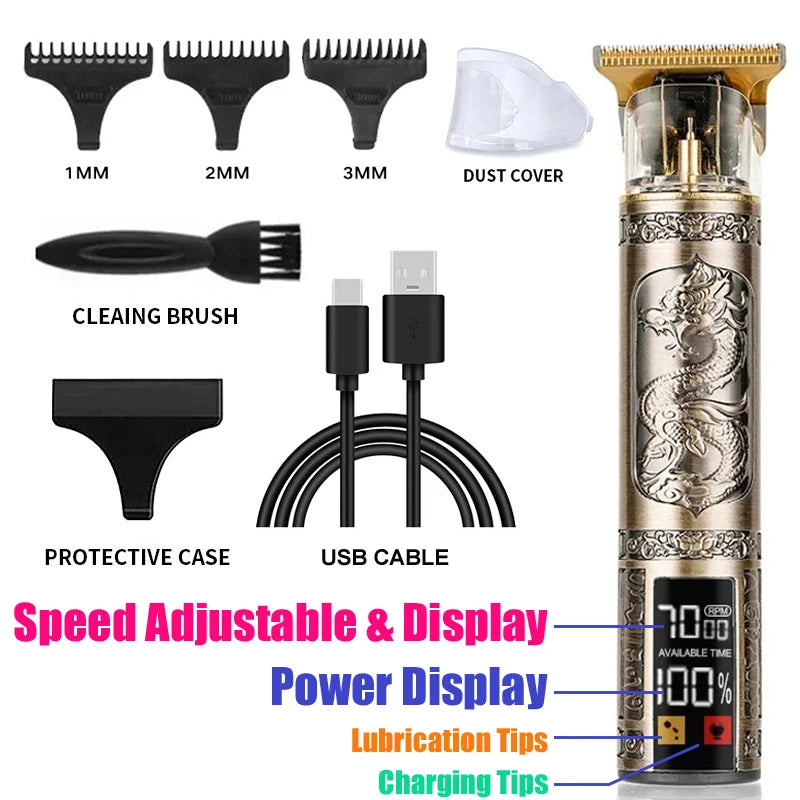 USB Fast Charging Hair Cutting Machine Electric Hair Clipper Portable Shaver Barber Professional Barber T9 Vintage Hair Trimmer