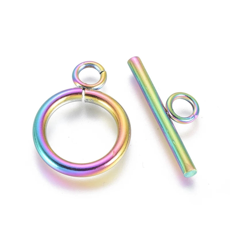 20pcs(=10 Set) 304 Stainless Steel Ring Toggle clasps hooks for jewelry findings Tbars Decoration Accessories Toggle: 19x14x2mm