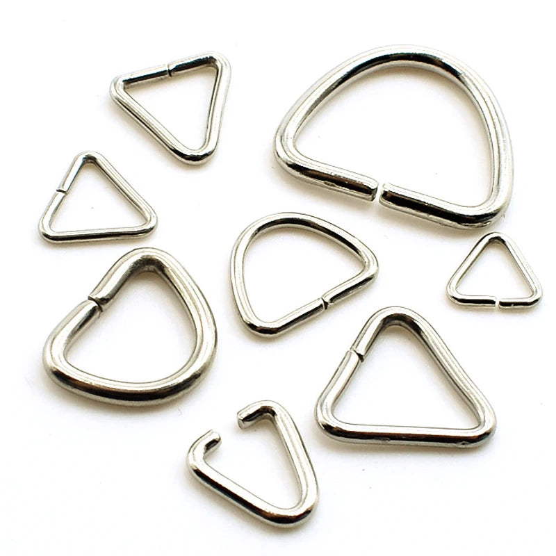 50pcs Stainless Steel Triangle Open Jump Ring Split Rings D Shape Connectors Clasps Hooks for Jewelry Making DIY Findings