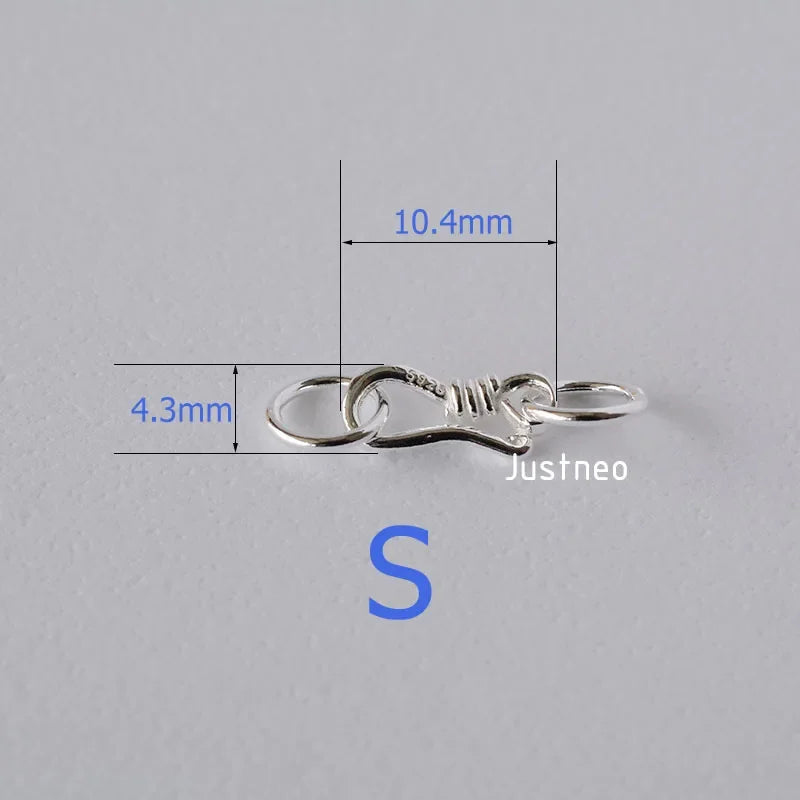 Sterling Silver S Hook & Eye Fish Clasp with Closed Jump Ring, for Necklace / Bracelet Jewelry diy Components