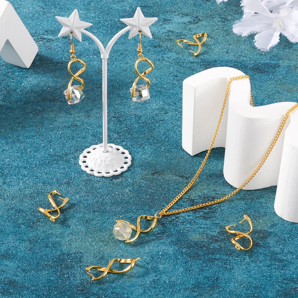 5-6pcs Golden/Silver Plated Twist Ice Pick Pinch Bails Pendant Clip Clasp Hook For Drop Earrings Jewelry Making Accessories