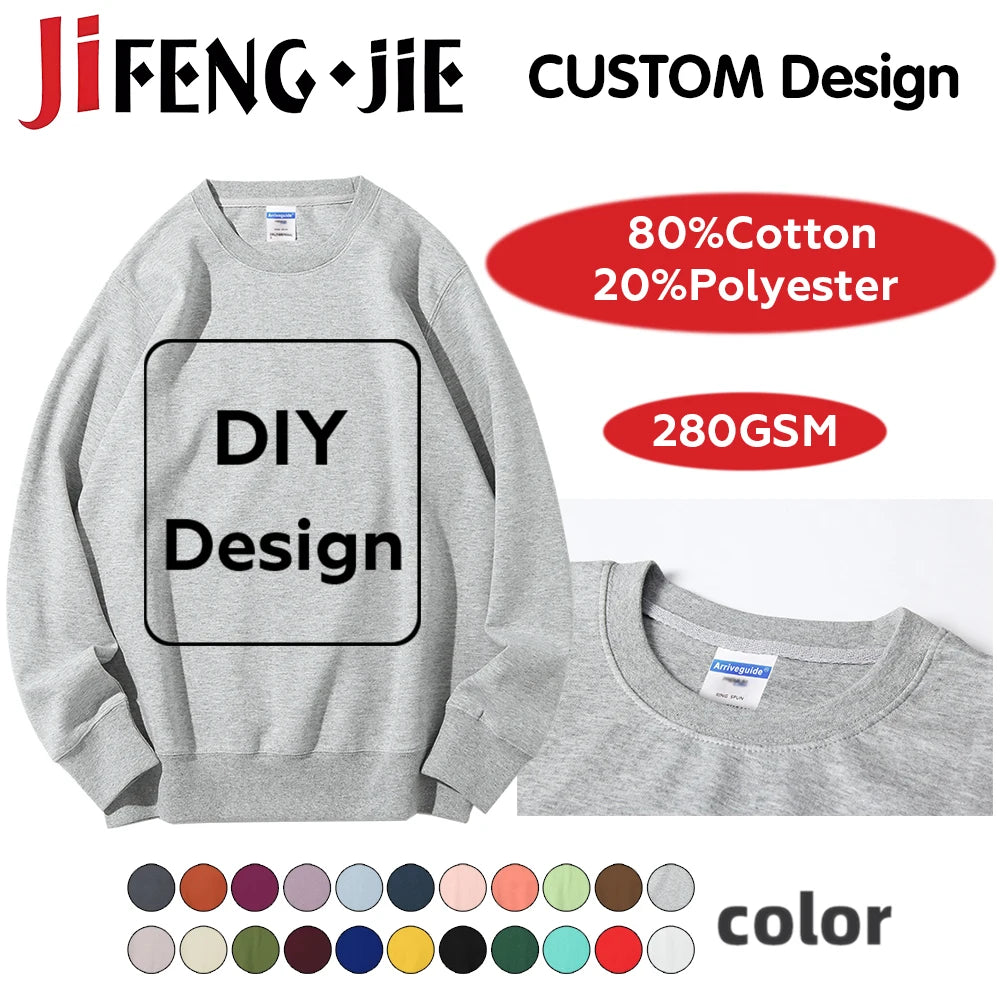 80%Cotton Custom Sweatshirt Unisex 22 Color Hoodie DIY Clothes for Text Photo Logo Customization Top Clothing Graphic Shirt Gift