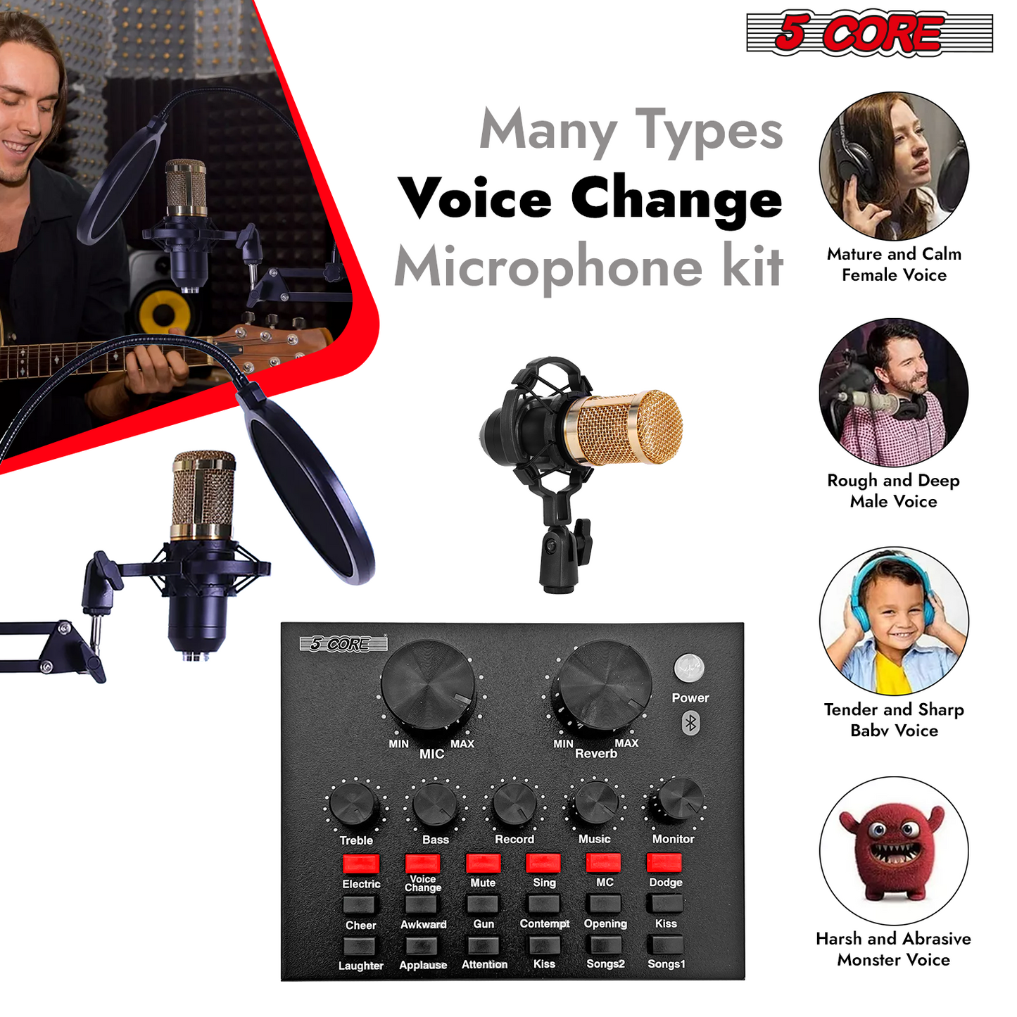 5Core Recording Microphone Podcast Bundle Professional Condenser