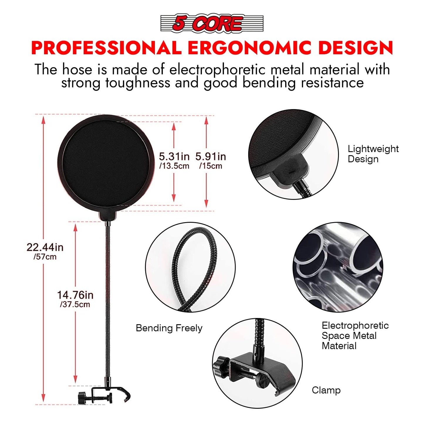 5Core Recording Microphone Podcast Bundle Professional Condenser