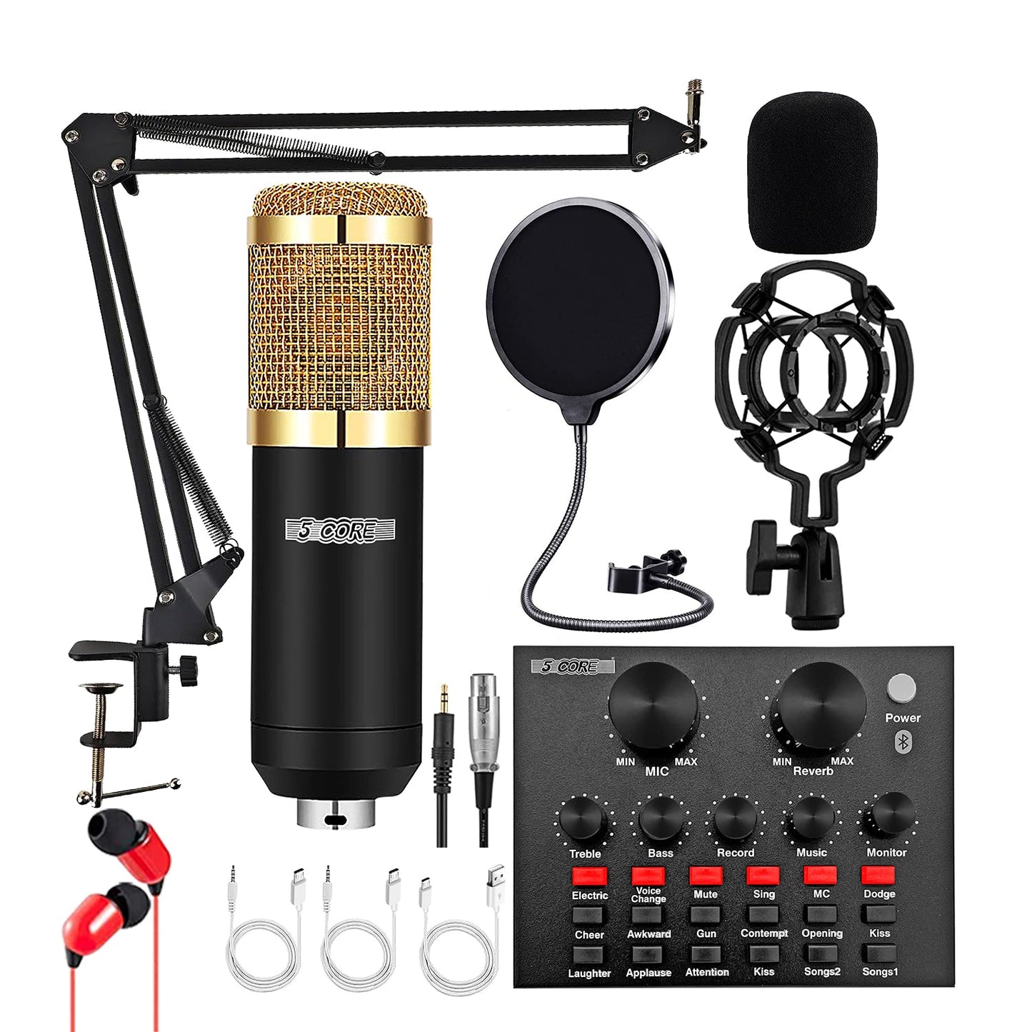 5Core Recording Microphone Podcast Bundle Professional Condenser