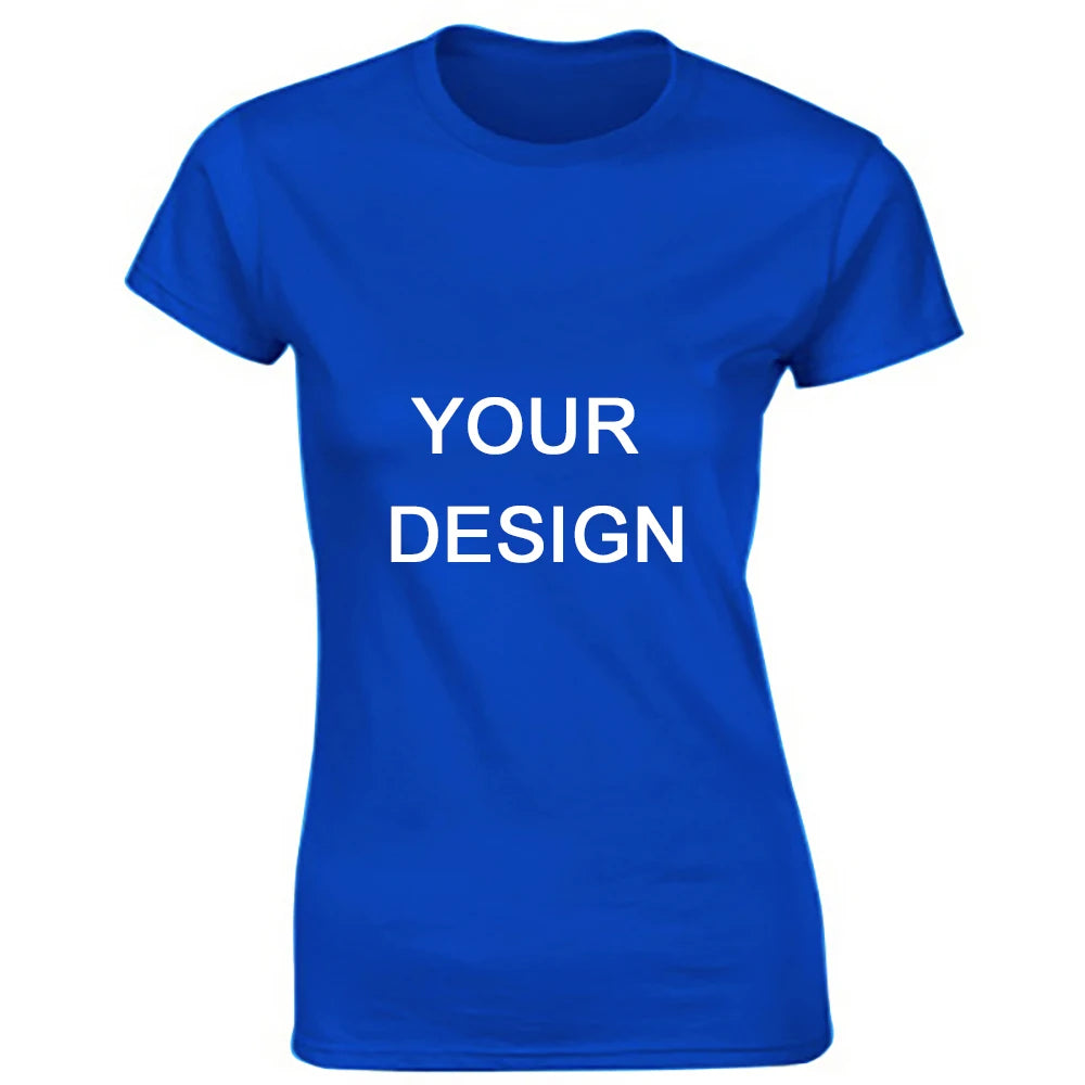 Customized Blouse Custom T shirt Women Summer 100% Cotton Short Sleeve Print Professional Your Logo Company Group LOGO Women Top
