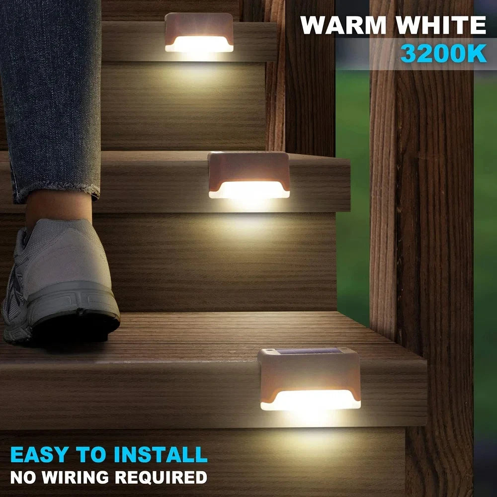 Solar Deck Lights 6 PacK Outdoor Step Lights Waterproof Led Solar Lamp For Stairs Railing Step Fence Yard Patio and Pathway