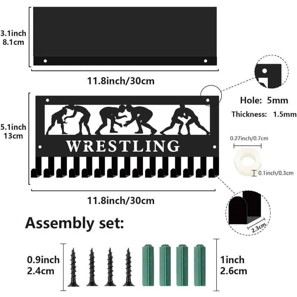 Wrestling Medal Hanger Display with Shelf Trophy Medal Holder Sports Frame Hooks Hanging Awards Wall Mount Medal Rack making kit