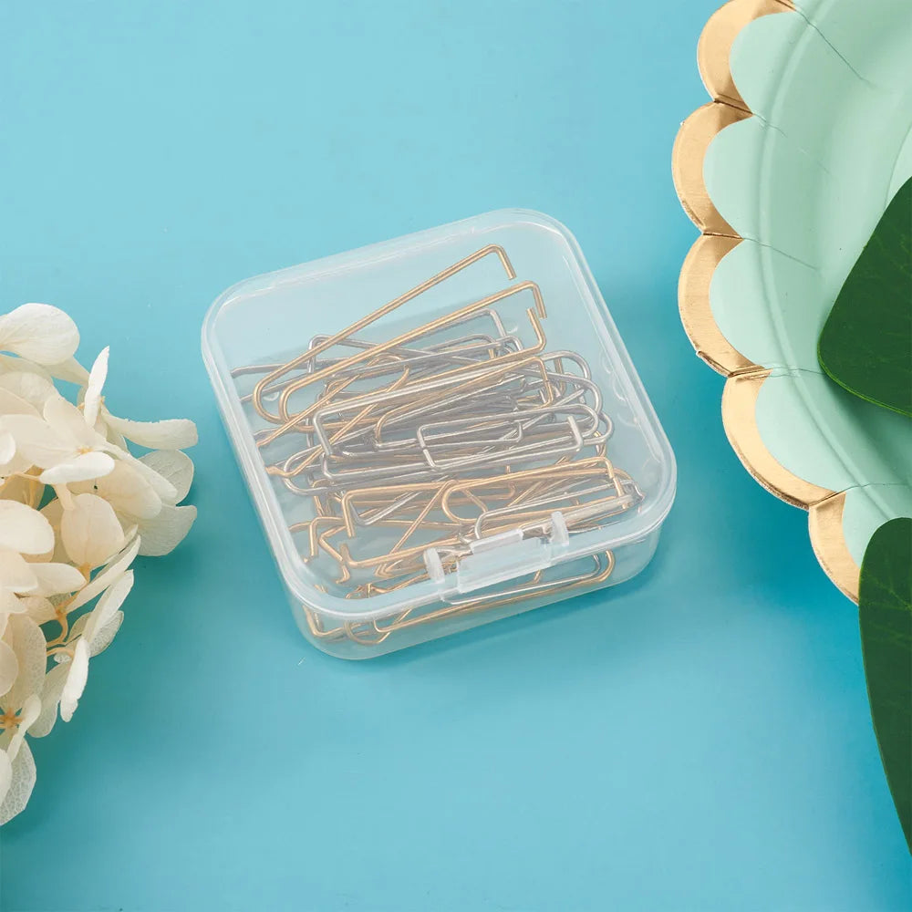 40pcs/Box 304 Stainless Steel Ice Pick Pinch Bails Clips for Beads Vacuum Earring Hook Jewelry Making Findings Pin:1~1.2mm