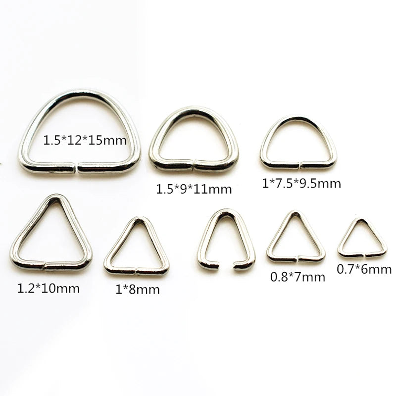 50pcs Stainless Steel Triangle Open Jump Ring Split Rings D Shape Connectors Clasps Hooks for Jewelry Making DIY Findings