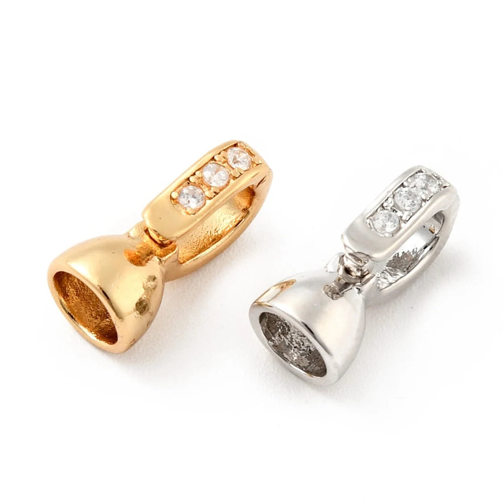 20pcs Brass Micro Cubic Zirconia Fold Over Clasps 12x6x5.5mm for DIY Jewelry Findings Accessories Bracelet Connector Making