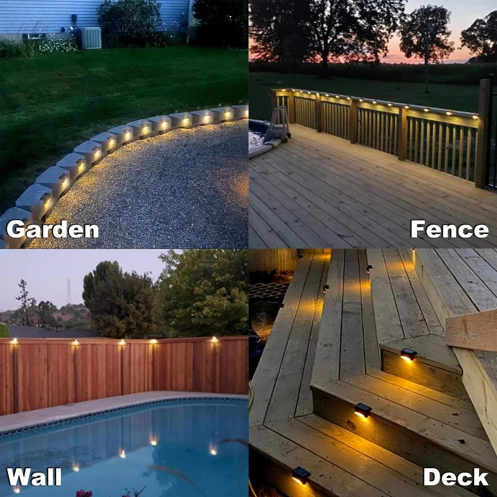 Solar Deck Lights 6 PacK Outdoor Step Lights Waterproof Led Solar Lamp For Stairs Railing Step Fence Yard Patio and Pathway