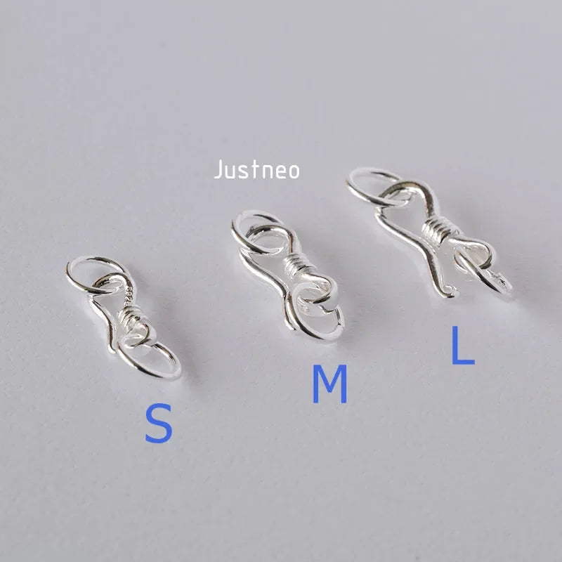 Sterling Silver S Hook & Eye Fish Clasp with Closed Jump Ring, for Necklace / Bracelet Jewelry diy Components