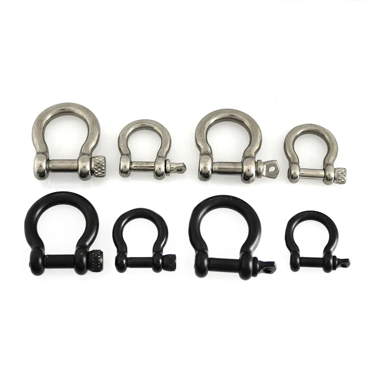 Stainless Steel Bow Shape Shackle Carabiner D Ring Fob Key Ring Keychain Hook for Camping Hiking Screw Joint Connector Buckle