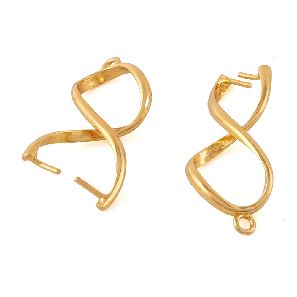 5-6pcs Golden/Silver Plated Twist Ice Pick Pinch Bails Pendant Clip Clasp Hook For Drop Earrings Jewelry Making Accessories