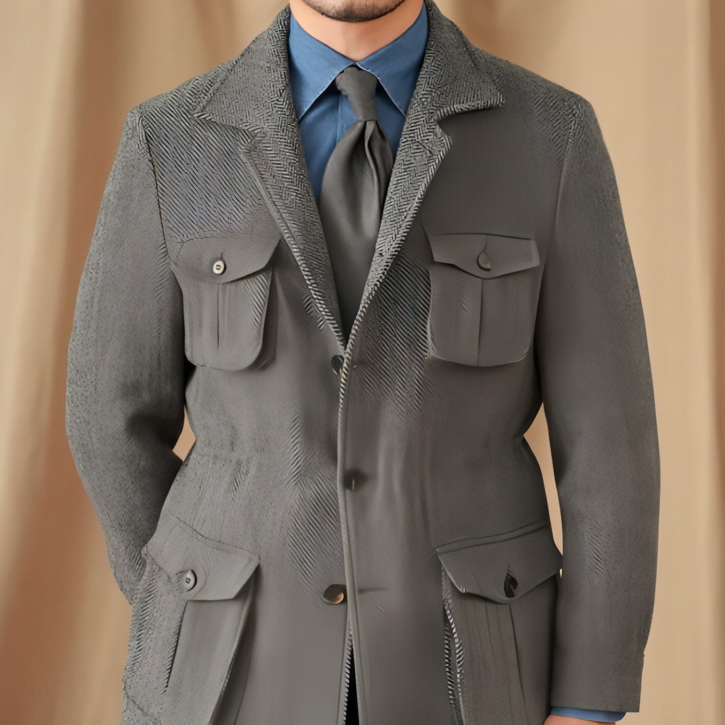 Collar Safari Jacket Jacket Commuter Business Keep Warm And Handsome