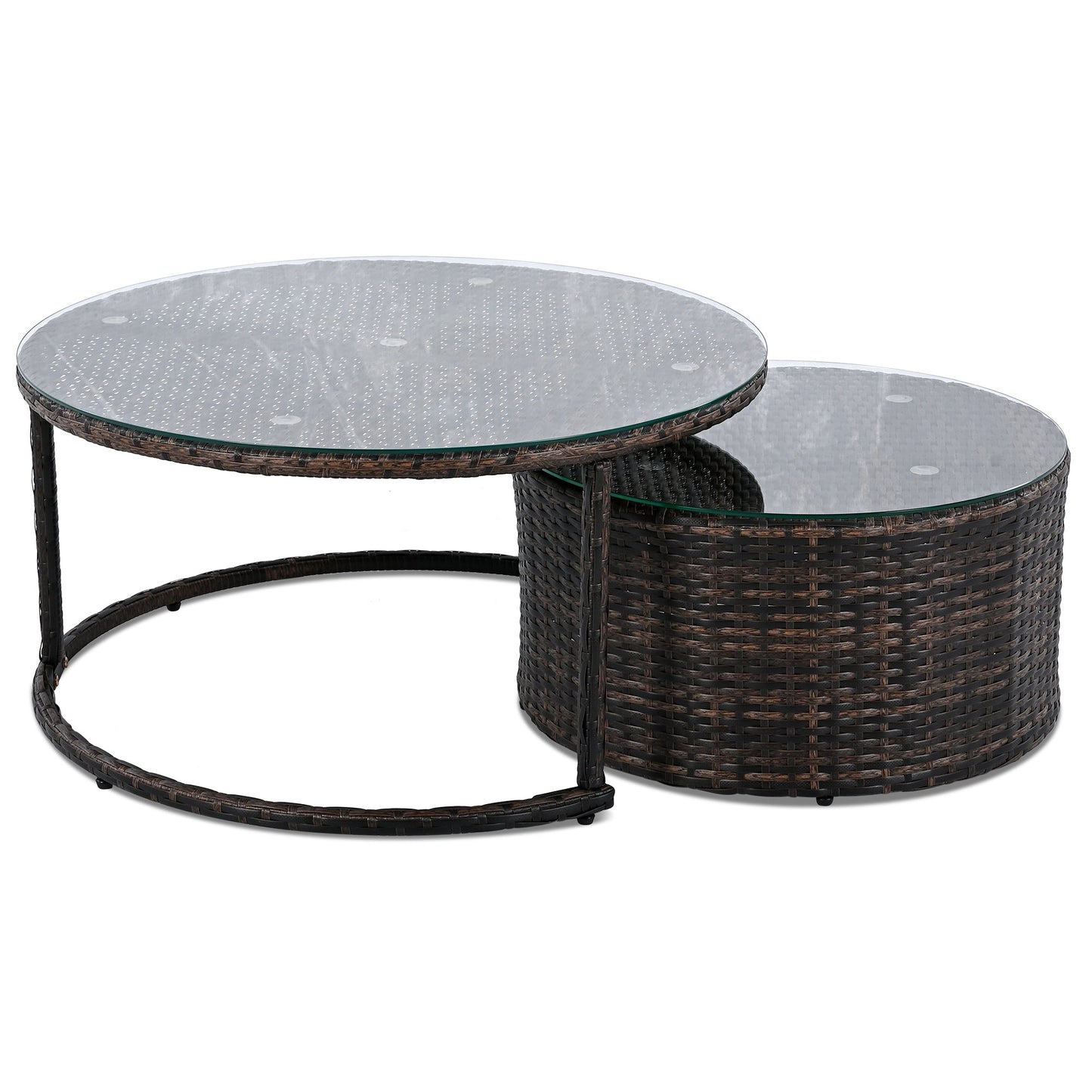 9-Pieces Outdoor Half-moon Patio Sofa Set, Round Sofa Set, Modern