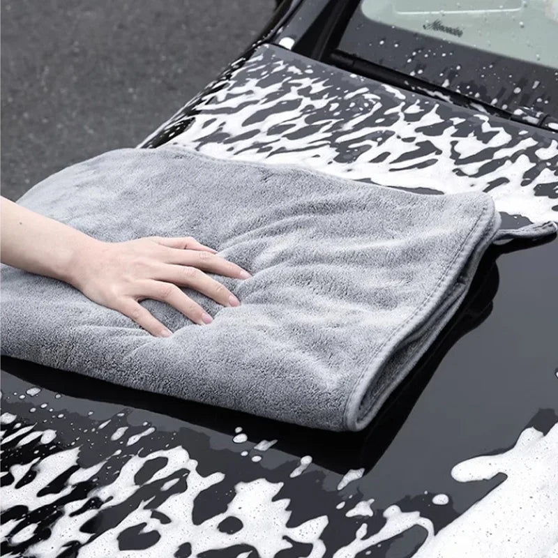 1pcs/2pcs Car Wash High End Microfiber Towel Car Cleaning Drying Cloth Hemming Car Care Cloth Detailing Wash Car Cleaning Tools