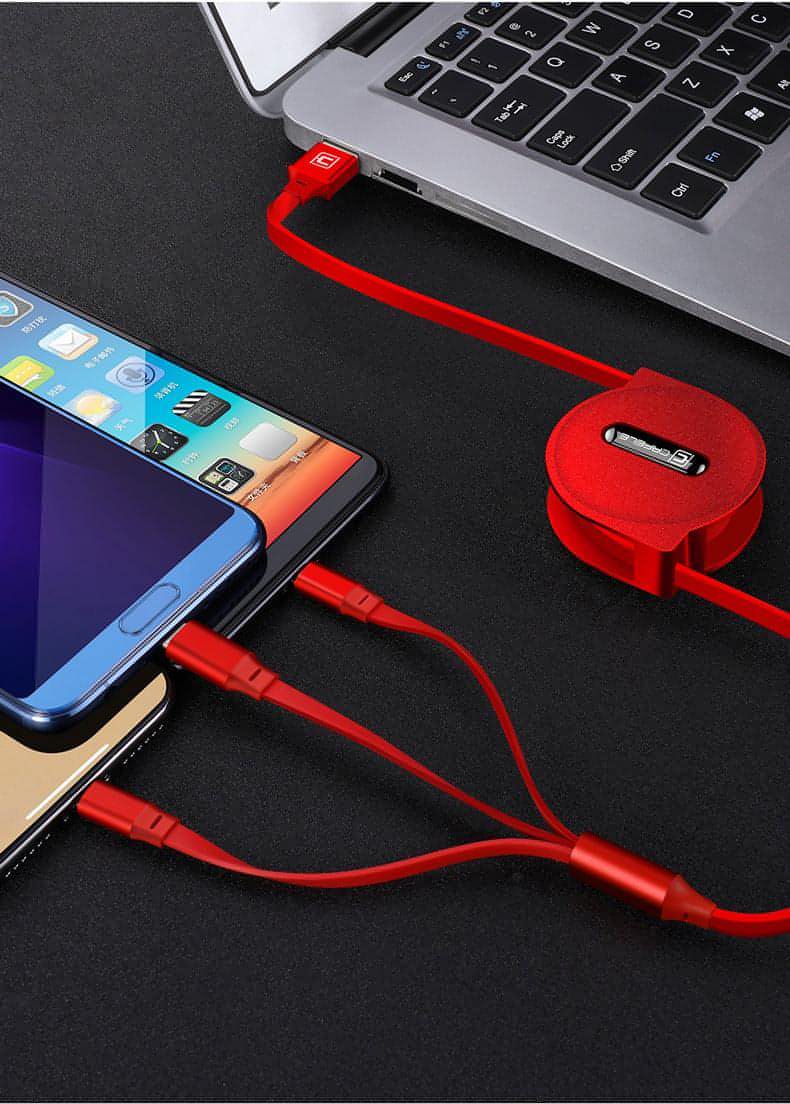 Z. Telescopic three-in-one charging line mobile phone multi-function