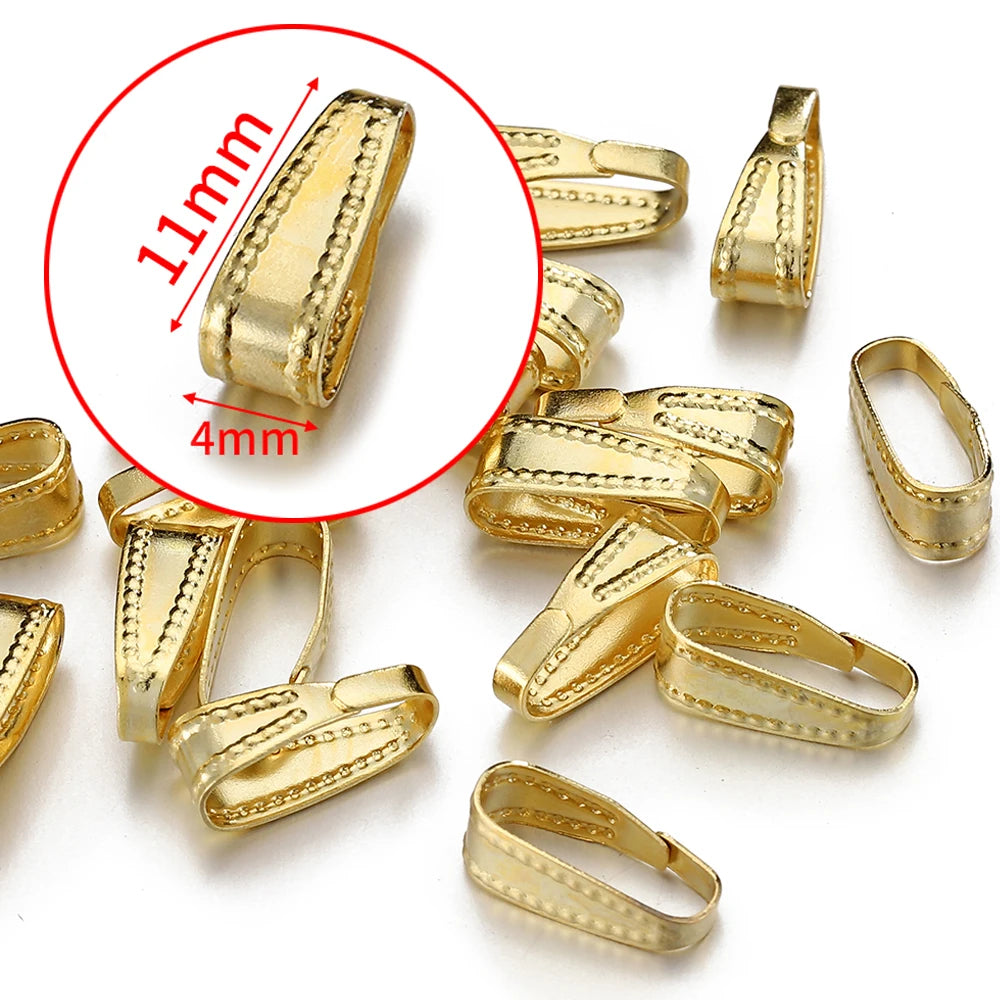 10pcs 50pcs Stainless Steel Square Bail Clasp Pendant Charm Connector Buckle Clip Clasp Necklace Bag DIY Jewelry Making Supplies
