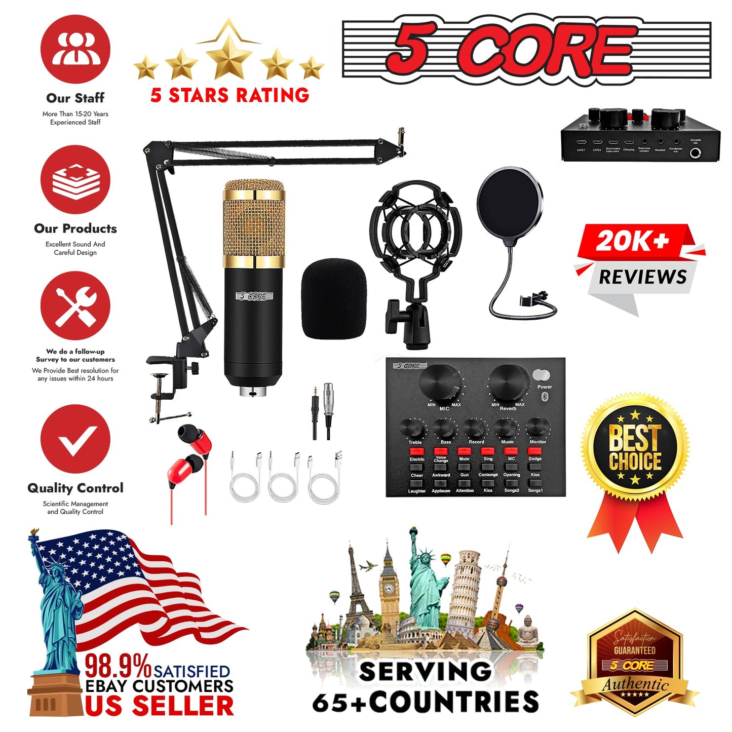 5Core Recording Microphone Podcast Bundle Professional Condenser