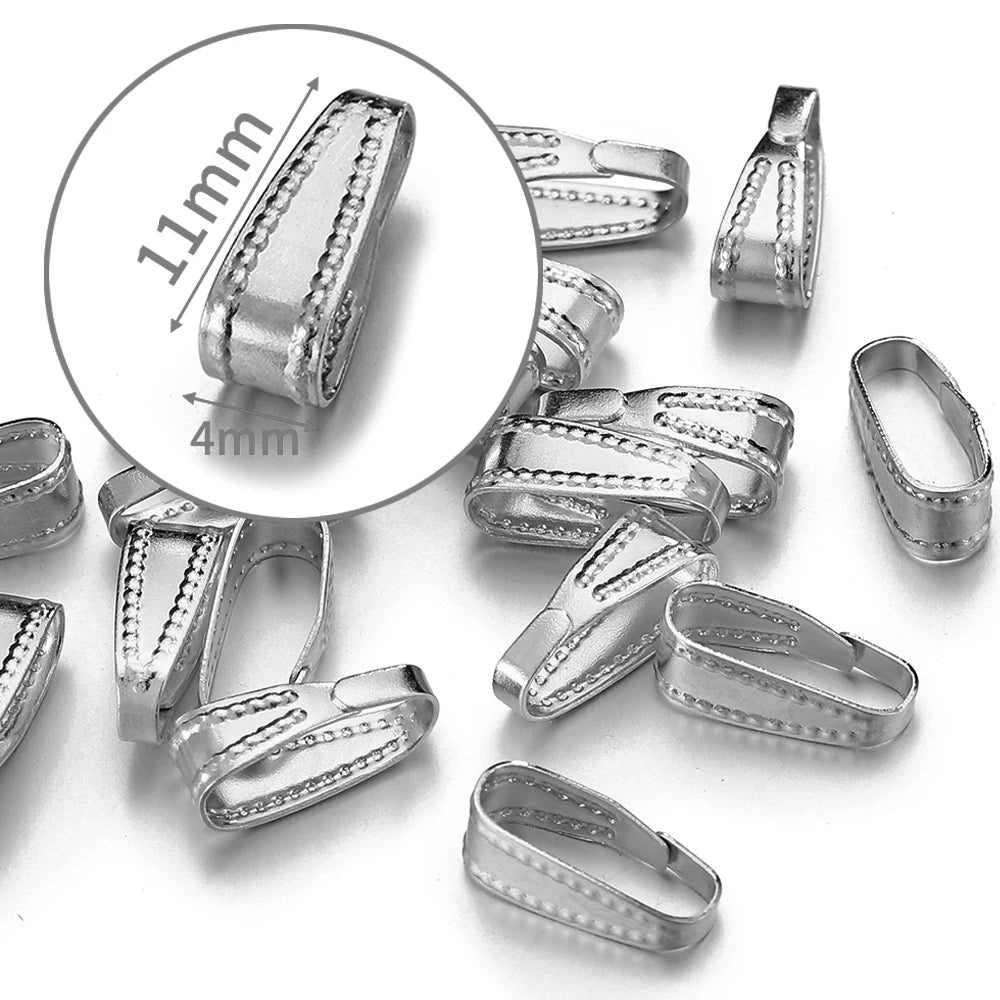 10pcs 50pcs Stainless Steel Square Bail Clasp Pendant Charm Connector Buckle Clip Clasp Necklace Bag DIY Jewelry Making Supplies