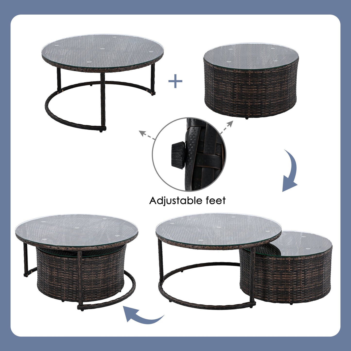 9-Pieces Outdoor Half-moon Patio Sofa Set, Round Sofa Set, Modern