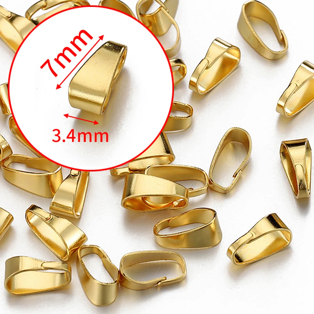 10pcs 50pcs Stainless Steel Square Bail Clasp Pendant Charm Connector Buckle Clip Clasp Necklace Bag DIY Jewelry Making Supplies